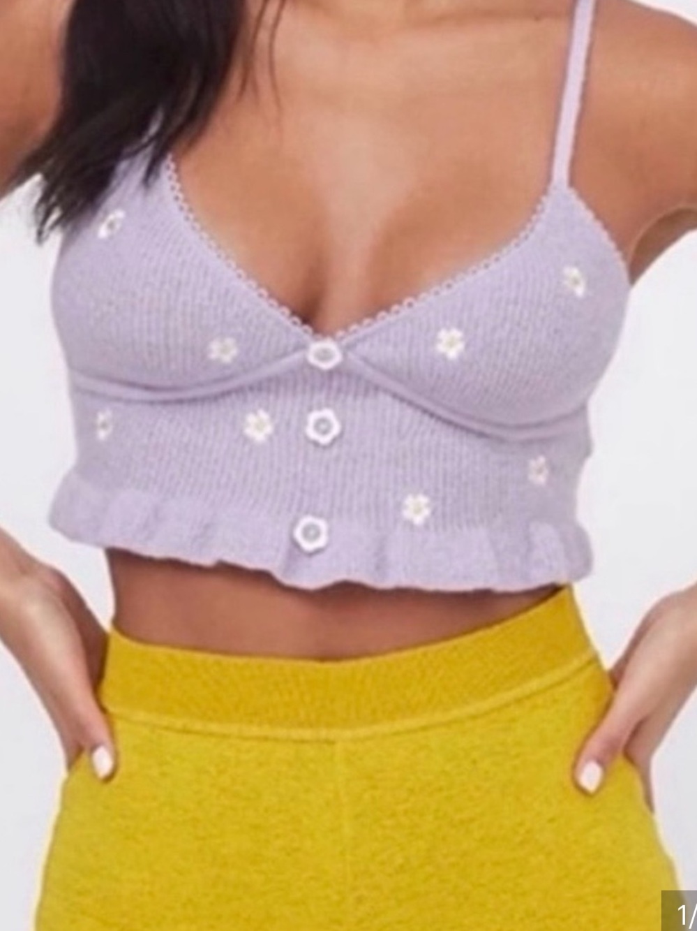 For Love And Lemons Lilac Daisy Knit Camisole